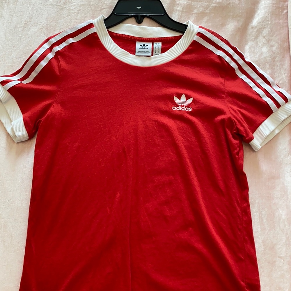 Red adidas shirt